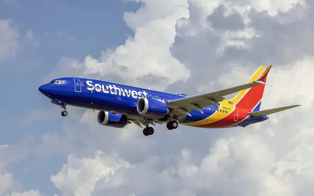A Southwest Airlines Boeing 737 MAX 8 in flight