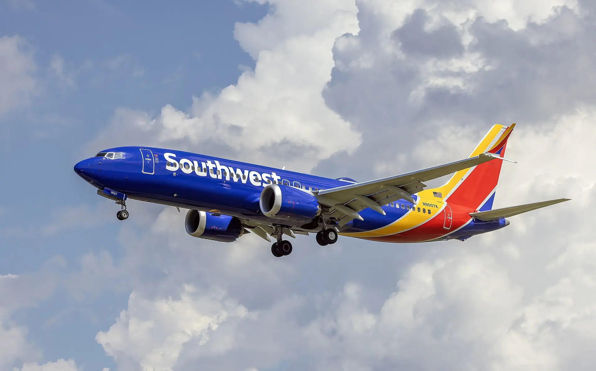 A Southwest Airlines Boeing 737 MAX 8 in flight