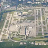 Fort Lauderdale-Hollywood International Airport and its runways seen from the air