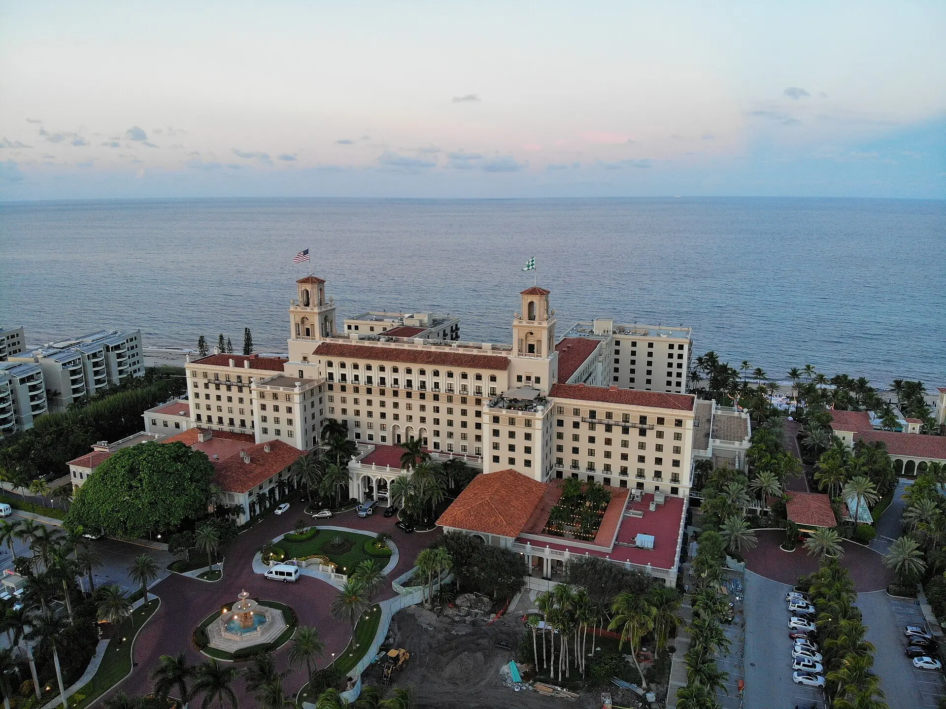 The Breakers hotel on the ocean in Palm Beach, seen from above